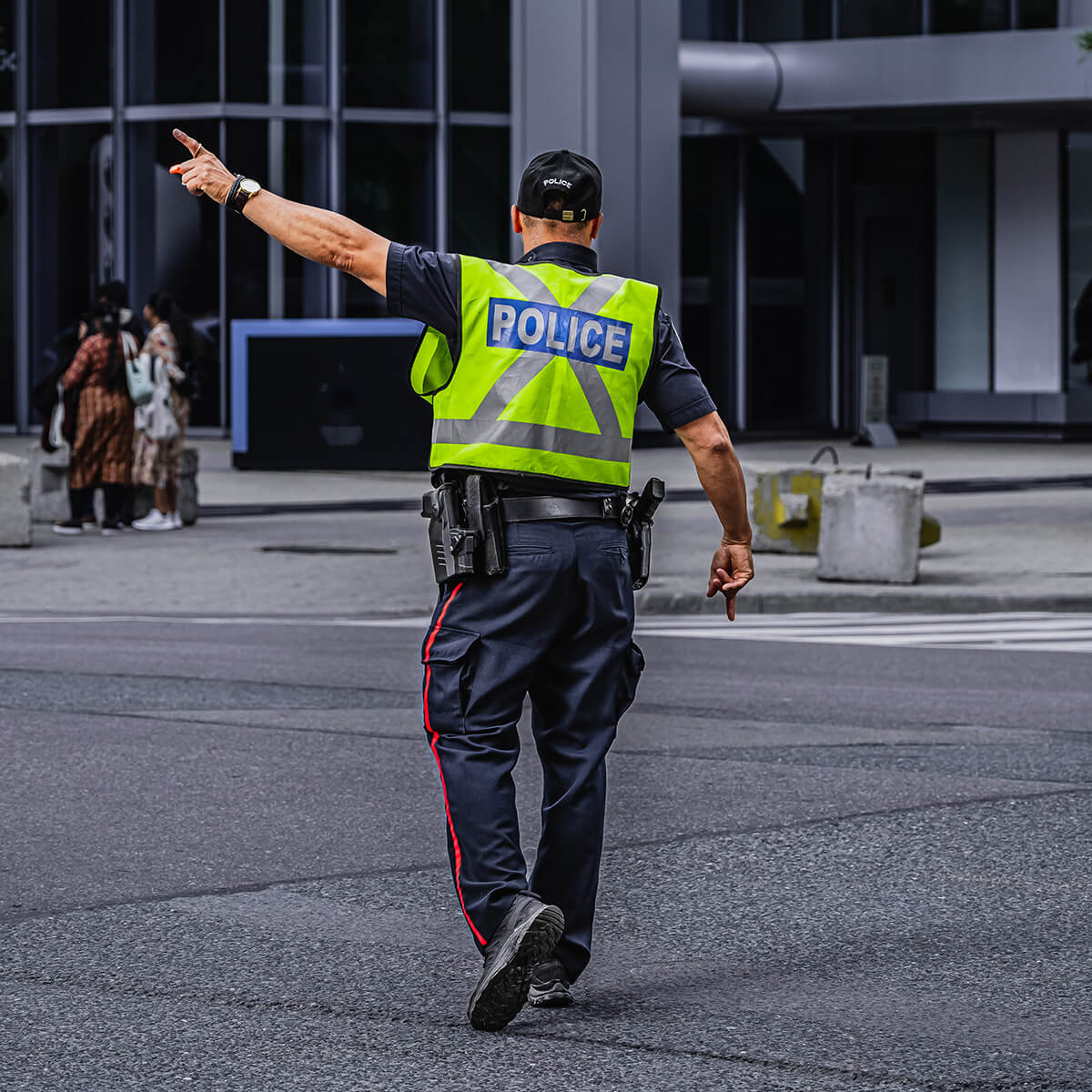 Police officer directing traffic